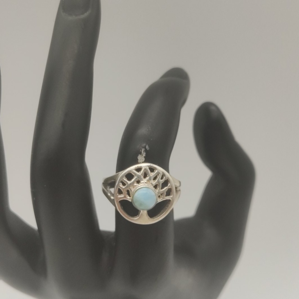 Silver Larimar Ring- Tree of Life🌳